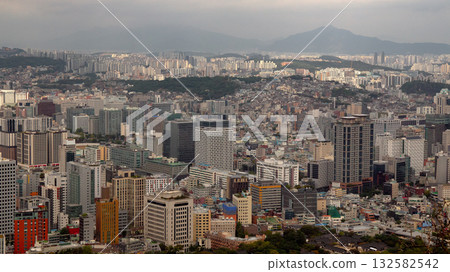 Seoul city skyline experiencing urban development Seoul city skyline experiencing urban development 132582542