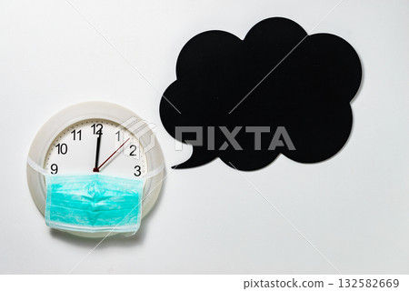 Face protection mask on clock show 12 hours, time lapse 132582669