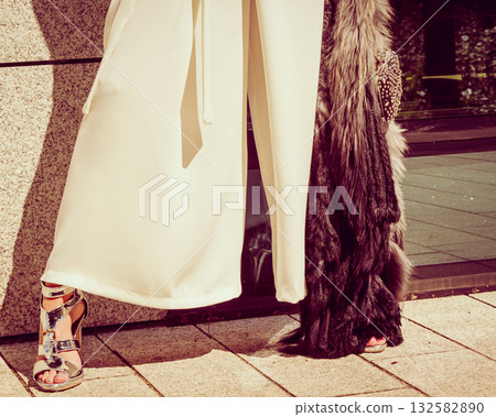 Woman wearing crop top and culottes 132582890