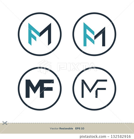 M F Letter Icon Vector Logo Template Illustration Design. Vector EPS 10. M F Letter Icon Vector Logo Template Illustration Design. Vector EPS 10. 132582916