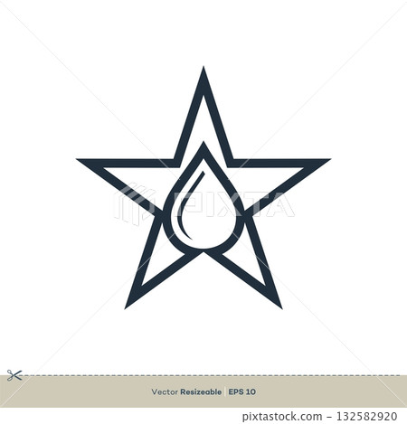 Droplet and Star Line Art Vector Icon Logo Template Illustration Design. Vector EPS 10. 132582920