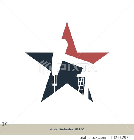 Star Oil Pump Jack Icon Vector Logo Template Illustration Design. Vector EPS 10. Star Oil Pump Jack Icon Vector Logo Template Illustration Design. Vector EPS 10. 132582921