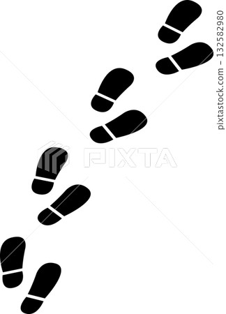 Silhouette-style footprint icon material inspired by the traces of shoe soles | Vector illustration that can be used for hiking and maps 132582980
