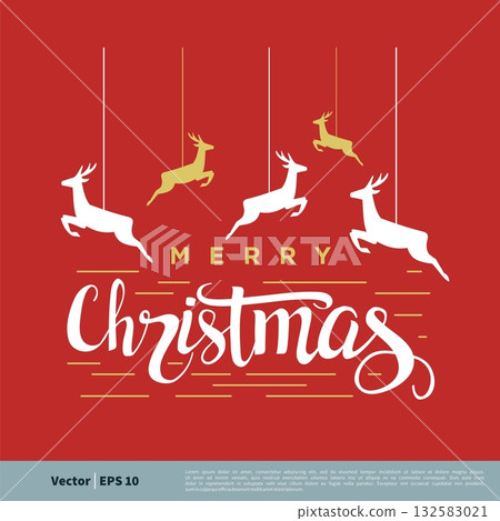 Merry Christmas Greeting Card / Poster Vector Template Illustration Design. Vector EPS 10. 132583021