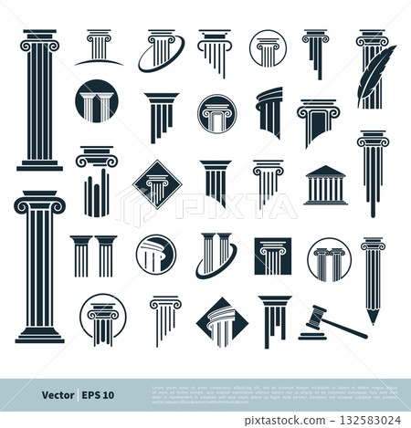 Set Column Pillar Icon for Legal, Attorney, Law Office Logo Vector Template Illustration Design. Vector EPS 10. Set Column Pillar Icon for Legal, Attorney, Law Office Logo Vector Template Illustration Design. Vector EPS 10. 132583024