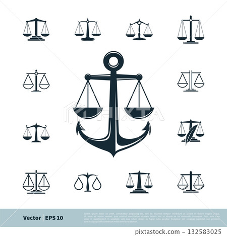 Set Scale of Justice Icon for Legal, Attorney, Law Office Logo Vector Template Illustration Design. Vector EPS 10. Set Scale of Justice Icon for Legal, Attorney, Law Office Logo Vector Template Illustration Design. Vector EPS 10. 132583025