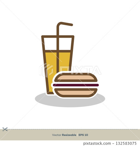 Burger and Lemon Tea Icon Vector Logo Template Illustration Design. Vector EPS 10. 132583075