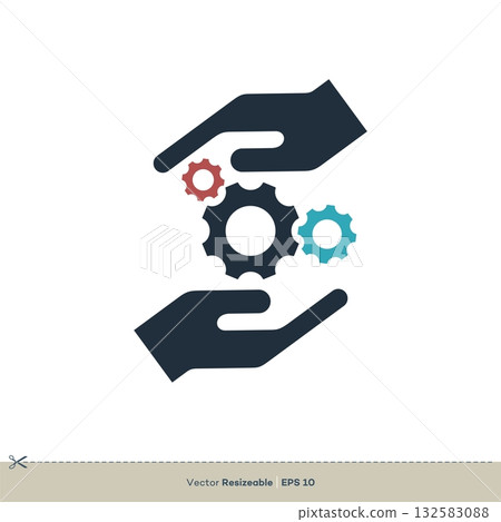 Gear and Hand Holding Icon Vector Logo Template Illustration Design. Vector EPS 10. 132583088