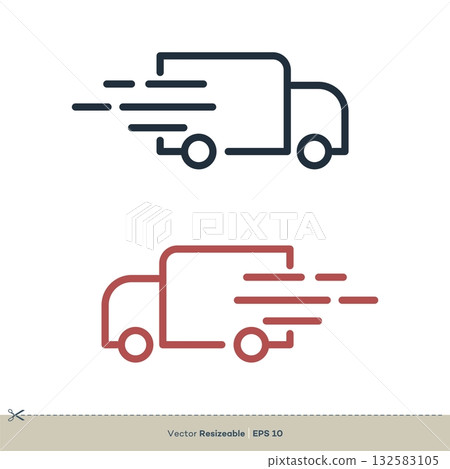 Fast Delivery Truck Line Art Icon Vector Logo Template Illustration Design. Vector EPS 10. 132583105
