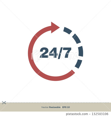 Open 24/7 Icon Vector Logo Template Illustration Design. Vector EPS 10. 132583106
