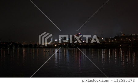 Seoul cityscape at night reflecting on Han River Seoul cityscape at night reflecting on Han River 132583178