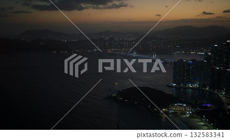 Busan Gwangandaegyo bridge and cityscape at dusk 132583341