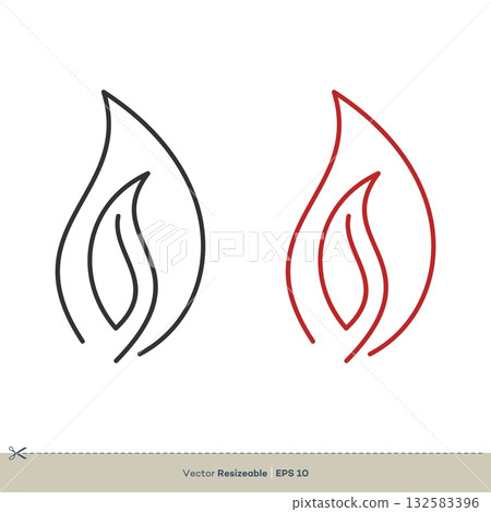 Line Art Flame Icon Vector logo Template Illustration Design. Vector EPS 10. Line Art Flame Icon Vector logo Template Illustration Design. Vector EPS 10. 132583396