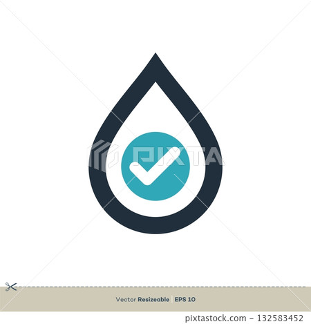 Droplet Check mark Icon Logo Template Illustration Design. Vector EPS 10. 132583452