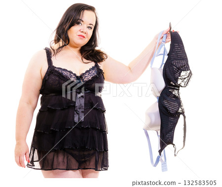 Plus size woman fitting bras 132583505