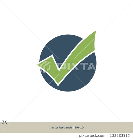 Green Check Mark Icon Vector Logo Template Illustration Design. Vector EPS 10. 132583515