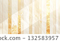 <Illustration> Background material - Japanese style abstract background with washi-style vertical stripes and gold leaf accents 132583957