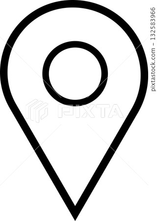 Vector illustration of a simple, easy-to-use black and white pointer icon indicating your destination or location | Navigation 132583966