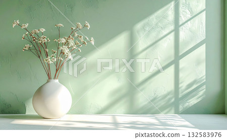 <Illustration> Background material: Scandinavian-style minimalist interior with soft light and dried flowers <Illustration> Background material: Scandinavian-style minimalist interior with soft light and dried flowers 132583976