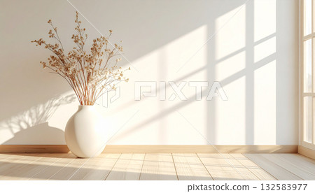 <Illustration> Background material: Scandinavian-style minimalist interior with soft light and dried flowers <Illustration> Background material: Scandinavian-style minimalist interior with soft light and dried flowers 132583977