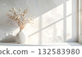 <Illustration> Background material: Scandinavian-style minimalist interior with soft light and dried flowers 132583980