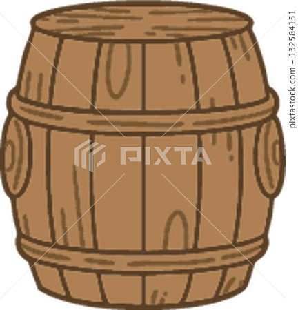wooden barrel with tap 132584151