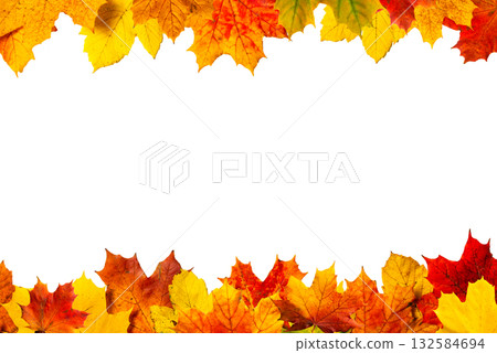 Transparent PNG showing autumn maple leaves at the top border with space for text. Suitable for banners, ads, and seasonal graphics. Transparent PNG showing autumn maple leaves at the top border with space for text. Suitable for banners, ads, and seasonal graphics. 132584694