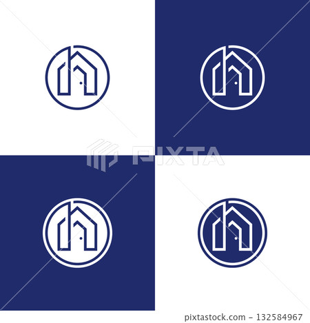 Simple and minimalis round Home company logo vector design template 132584967