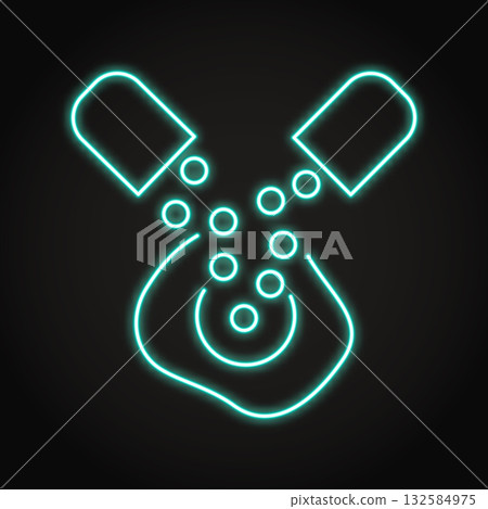 Medicament target delivery neon icon Medicament target delivery neon icon 132584975