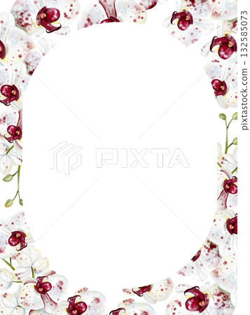 Wedding invitation card with red orchid flowers. Wedding invitation card with red orchid flowers. 132585073