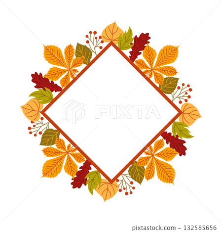 Autumn botanical frame with colorful leaves Autumn botanical frame with colorful leaves 132585656