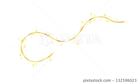 Golden magic light trail with glowing sparkles and bright glitter swirl on transparent background creating fantasy motion Golden magic light trail with glowing sparkles and bright glitter swirl on transparent background creating fantasy motion 132586023
