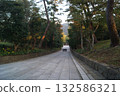 通往出雲大社的石板路兩側綠樹成蔭。 通往出雲大社的石板路兩側綠樹成蔭。 132586321