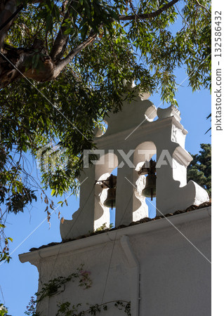 Tower of a church and a tree, Corfu (Korfu), Greece Tower of a church and a tree, Corfu (Korfu), Greece 132586432