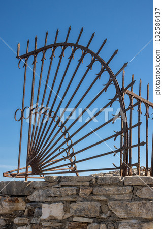 Stylish fence with arrows, Corfu (Korfu), Greece Stylish fence with arrows, Corfu (Korfu), Greece 132586437