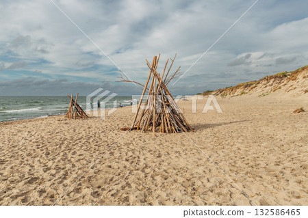 Zelenogradsk, Curonian Spit National Park. Sand dunes on the shore of the Baltic Sea Zelenogradsk, Curonian Spit National Park. Sand dunes on the shore of the Baltic Sea 132586465