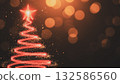 Elegant Golden Light trail Christmas Tree on black 132586560