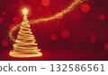 Elegant Golden Light trail Christmas Tree on black 132586561