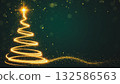 Elegant Golden Light trail Christmas Tree on black 132586563