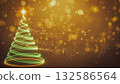 Elegant Golden Light trail Christmas Tree on black 132586564