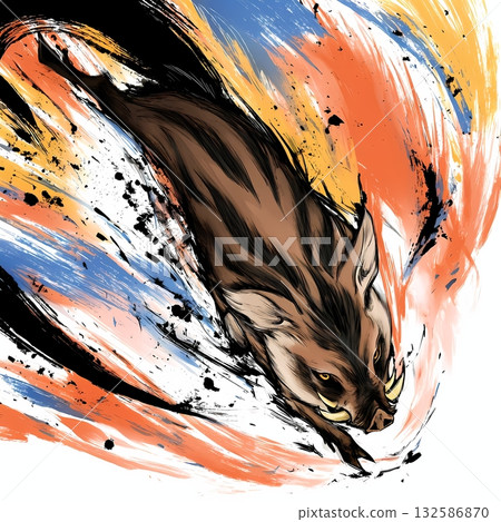 Chinese-style painting of the Zodiac: Pig 132586870