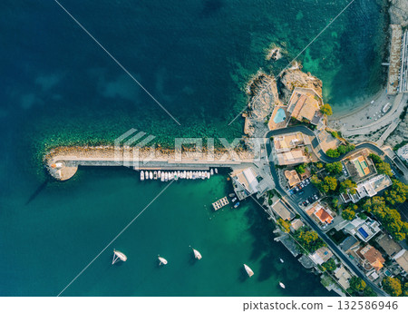 Aerial top view of coastal Aerial top view of coastal 132586946