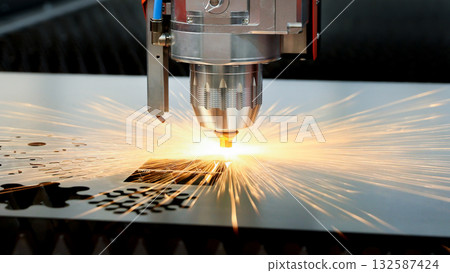 Cnc milling machine. Processing and laser cutting for metal in the industrial. Motion blur. Industrial exhibition of machine tools. Cnc milling machine. Processing and laser cutting for metal in the industrial. Motion blur. Industrial exhibition of machine tools. 132587424