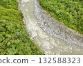 Aerial view of a mountain river, Ecuador. 132588323