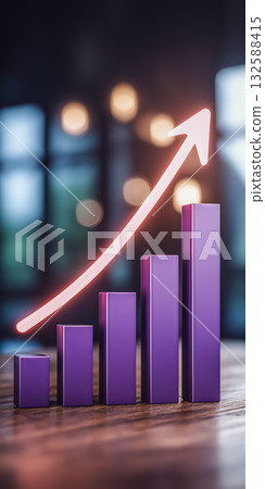 Crystal bar graph showing steady business growth Crystal bar graph showing steady business growth 132588415