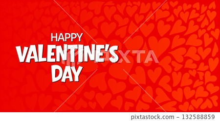 Red Heart Pattern Background, Love and Valentines Day Design. Romantic red background filled with glowing hearts. Ideal for Valentines Day, wedding invitations, greeting cards, banners, posters 132588859