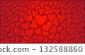 Red Heart Pattern Background, Love and Valentines Day Design. Romantic red background filled with glowing hearts. Ideal for Valentines Day, wedding invitations, greeting cards, banners, posters 132588860
