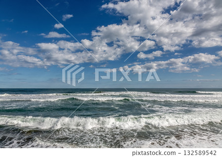 A refreshing seascape of blue skies, clouds, and waves [Pacific Ocean] 132589542