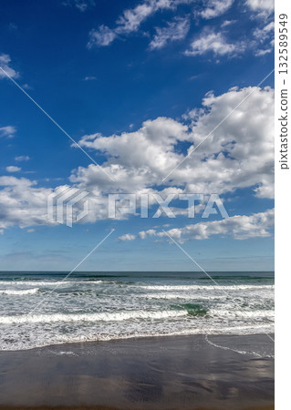 A refreshing seascape of blue skies, clouds, and waves [Pacific Ocean] 132589549