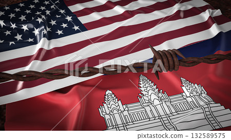 The America and Cambodia flag for Background concept 3d rendering. The America and Cambodia flag for Background concept 3d rendering. 132589575
